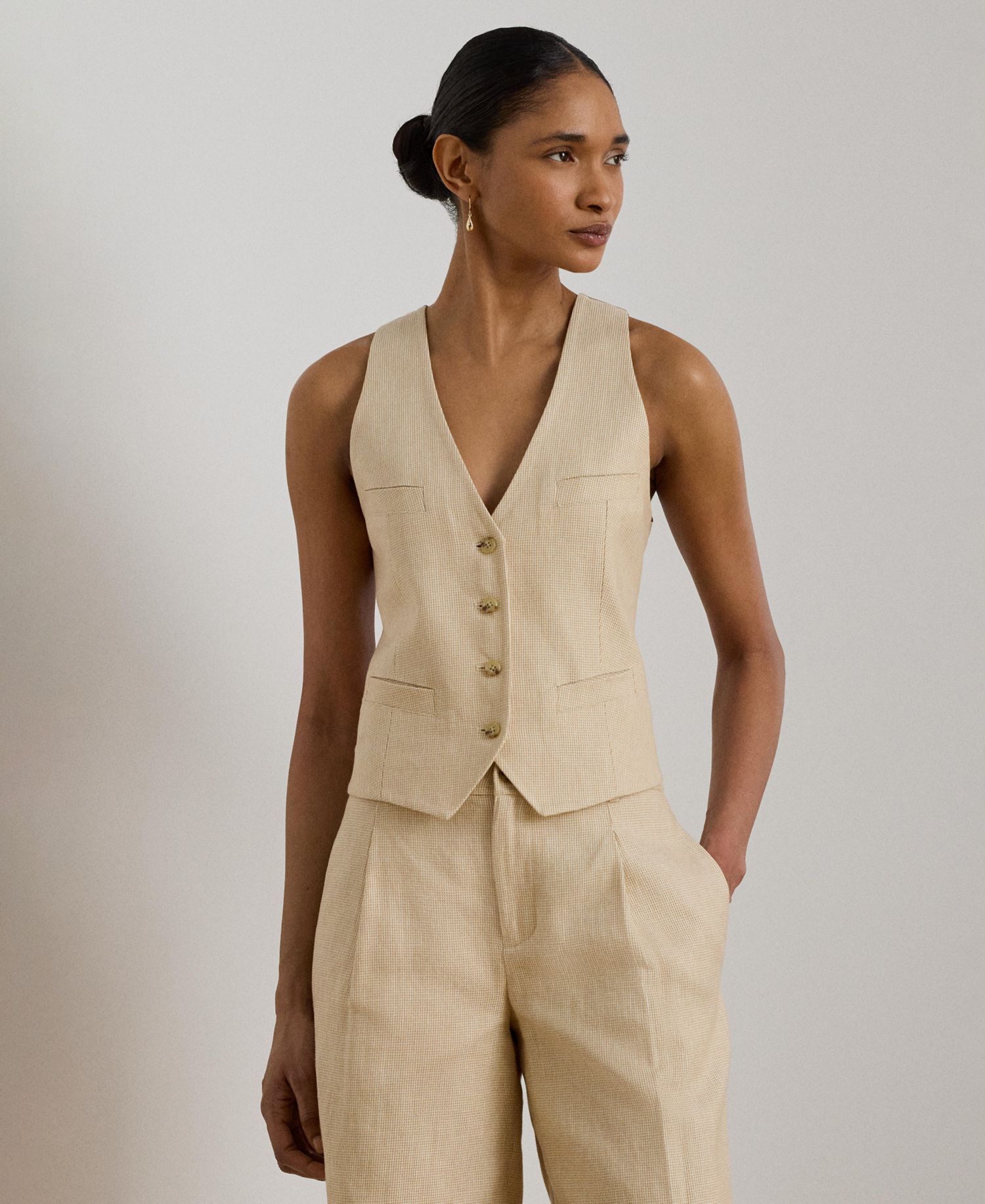 Women's Tweed V-Neck Sleeveless Vest