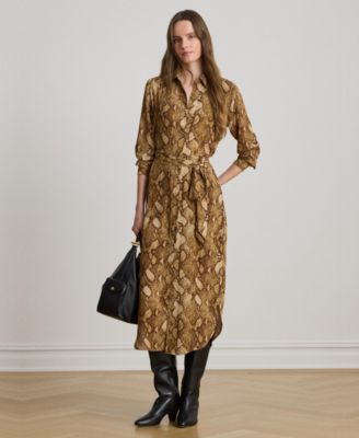 Women's Collared Long-Sleeve Shirt Dress