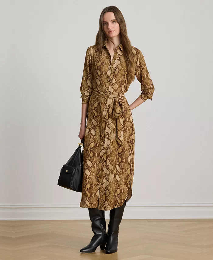 Women's Collared Long-Sleeve Shirt Dress
