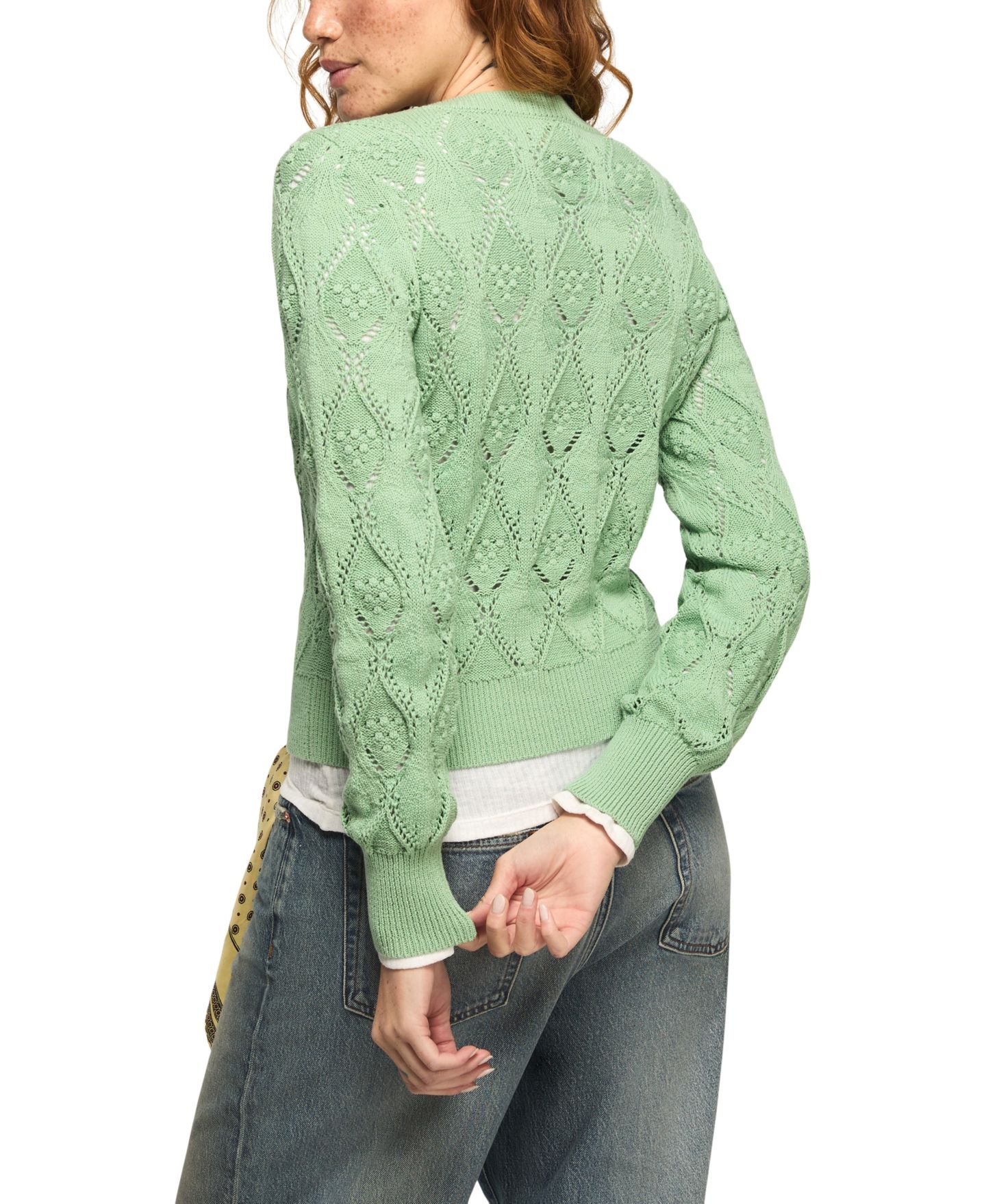 Женский свитер Lucky Brand Acrylic Lace Crewneck, цвет: Нефритовый — фото 5