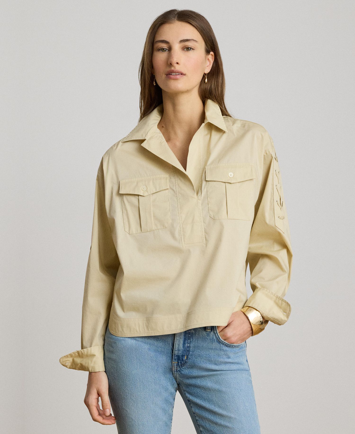 Women's Long-Sleeve Cropped Shirt