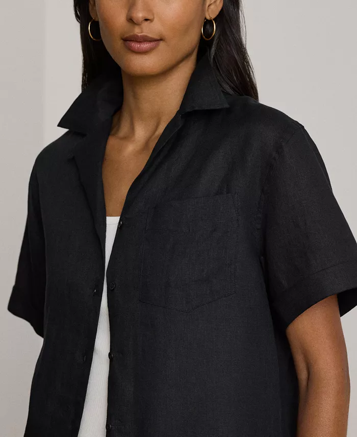 Women's Linen Short-Sleeve Camp Shirt - thumbnail 10