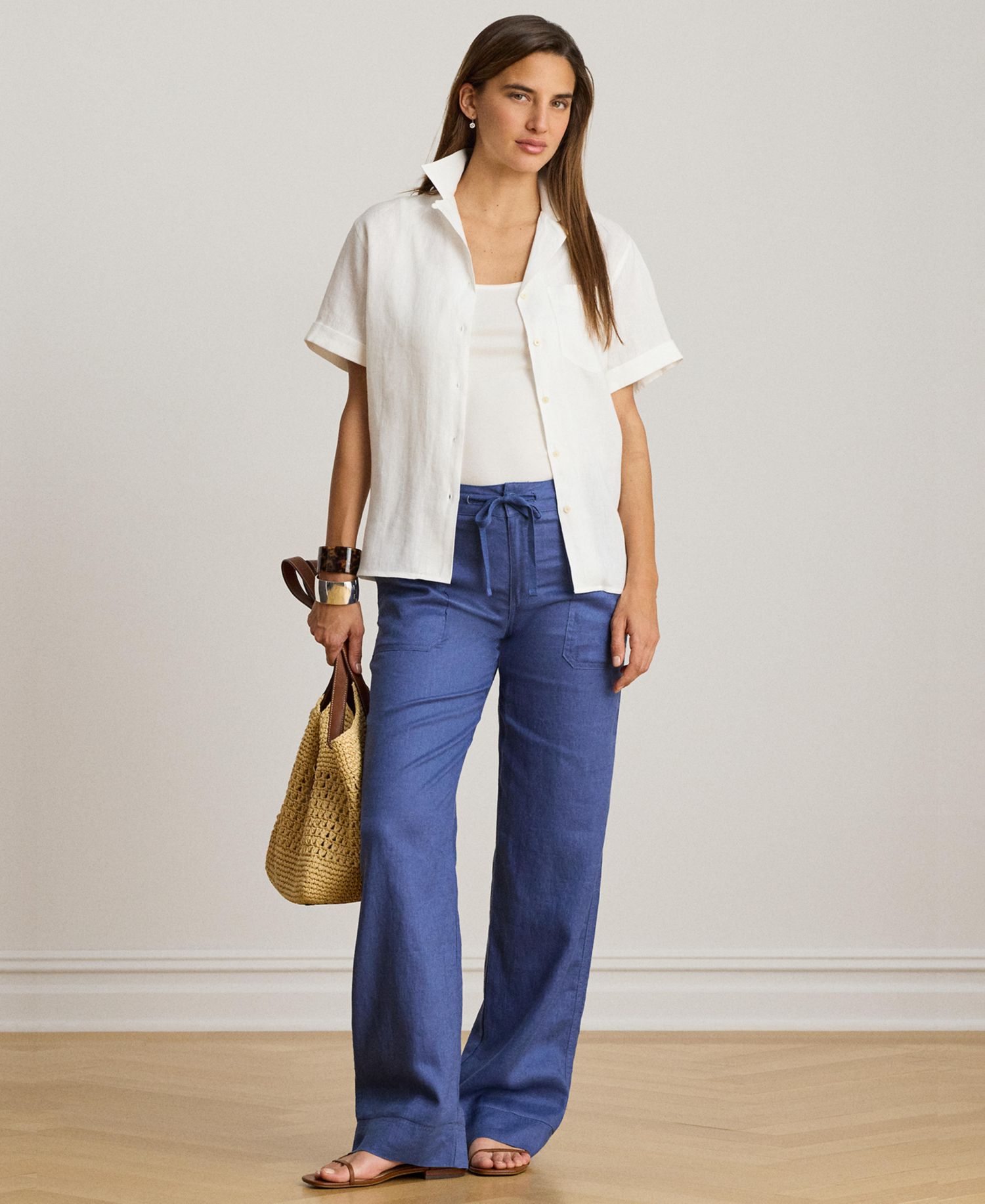Petite Wide-Leg Linen Pants