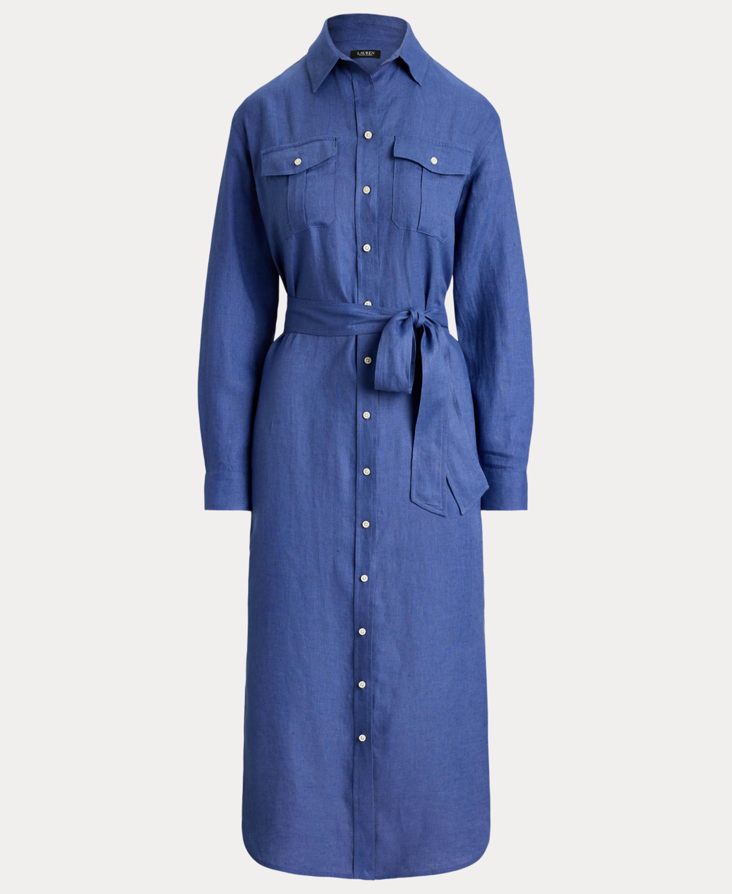 Women's Point Collar Midi Shirt-Dress