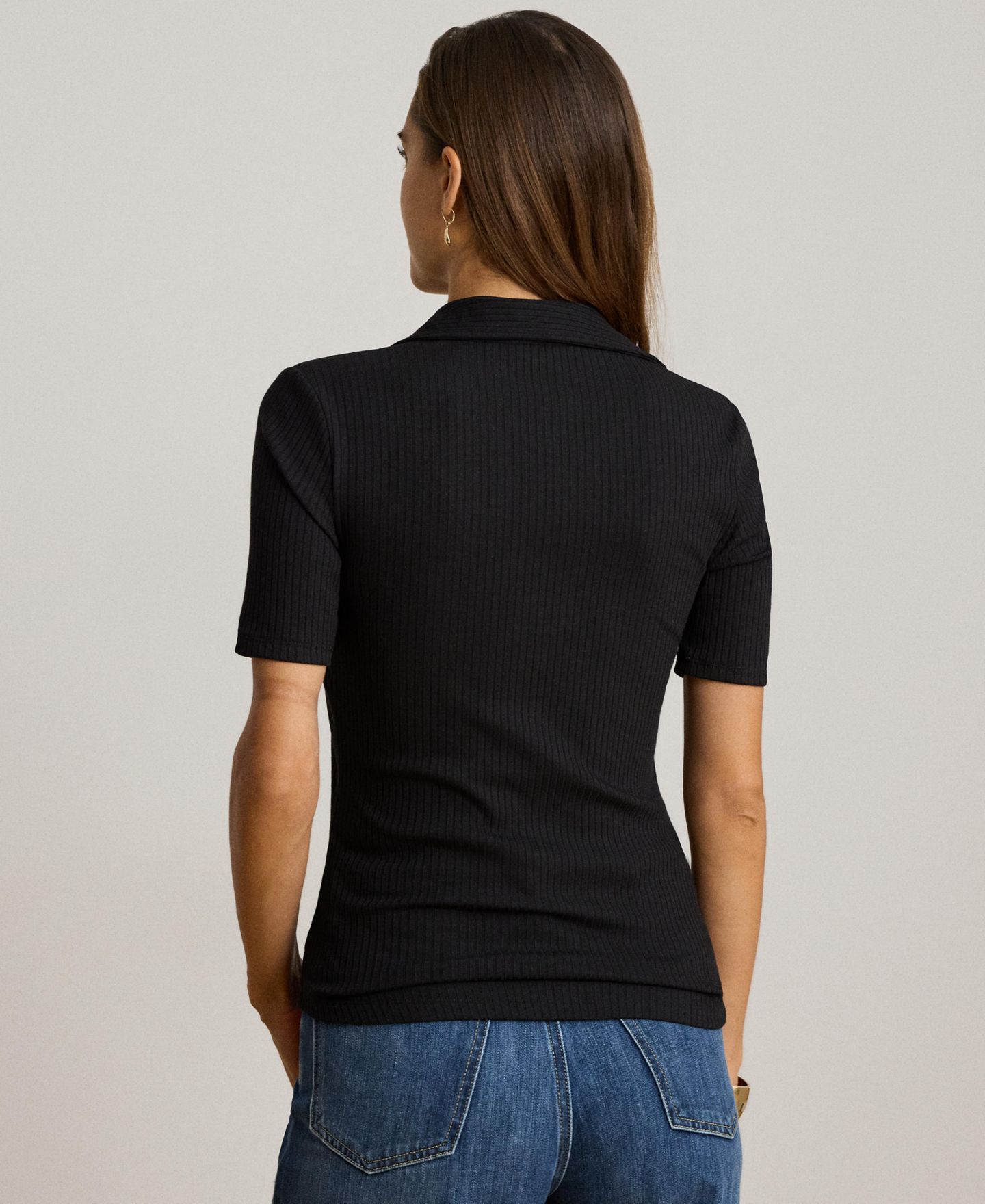 Женская футболка Lauren Ralph Lauren Johnny Collar Polo T-Shirt, цвет: Чёрный — фото 5