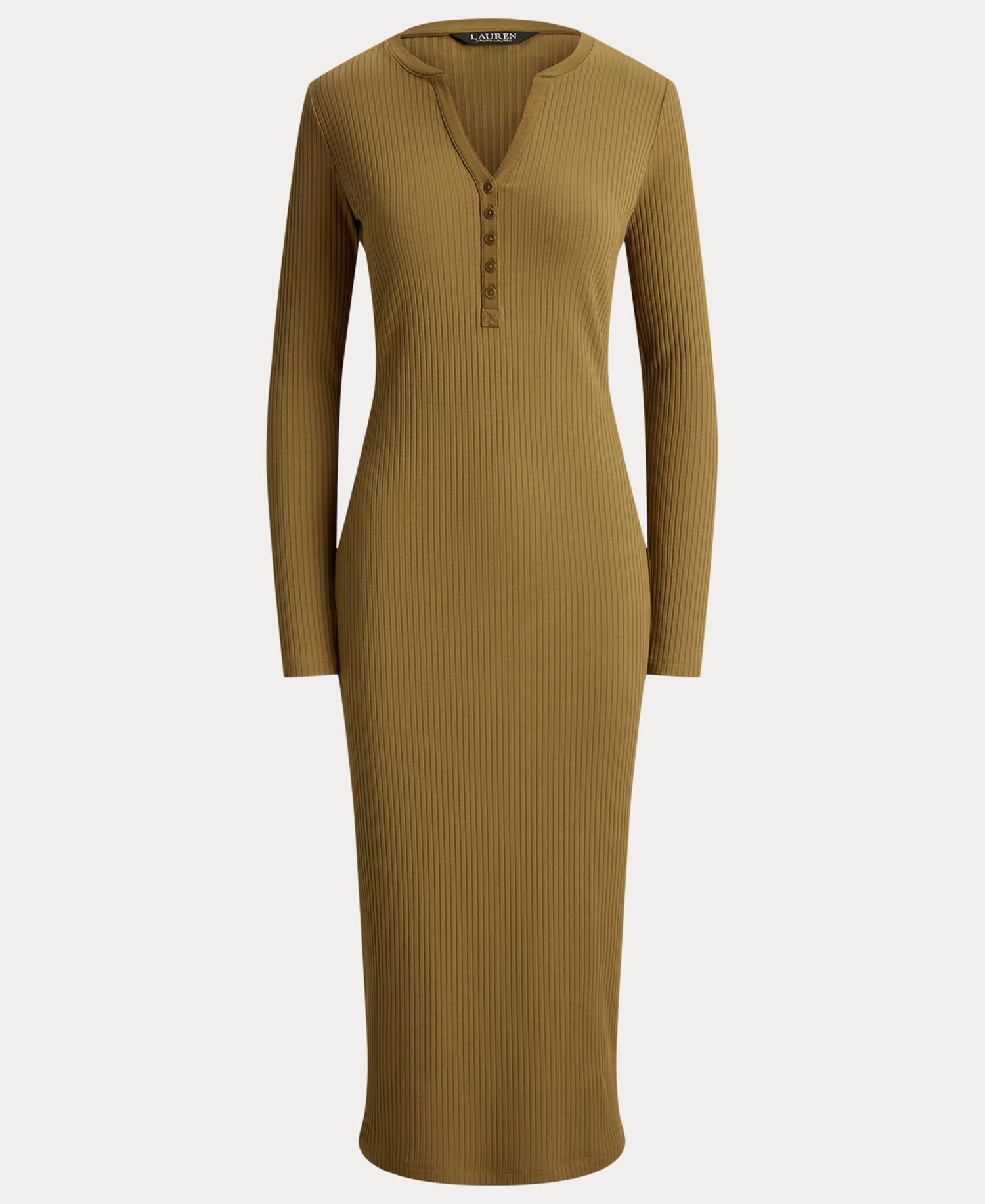 Women's Slim-Fit Henley Neck Midi Dress