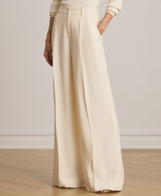 Lauren Ralph Lauren Petite High-Rise Wide-Leg Pants - Macy's
