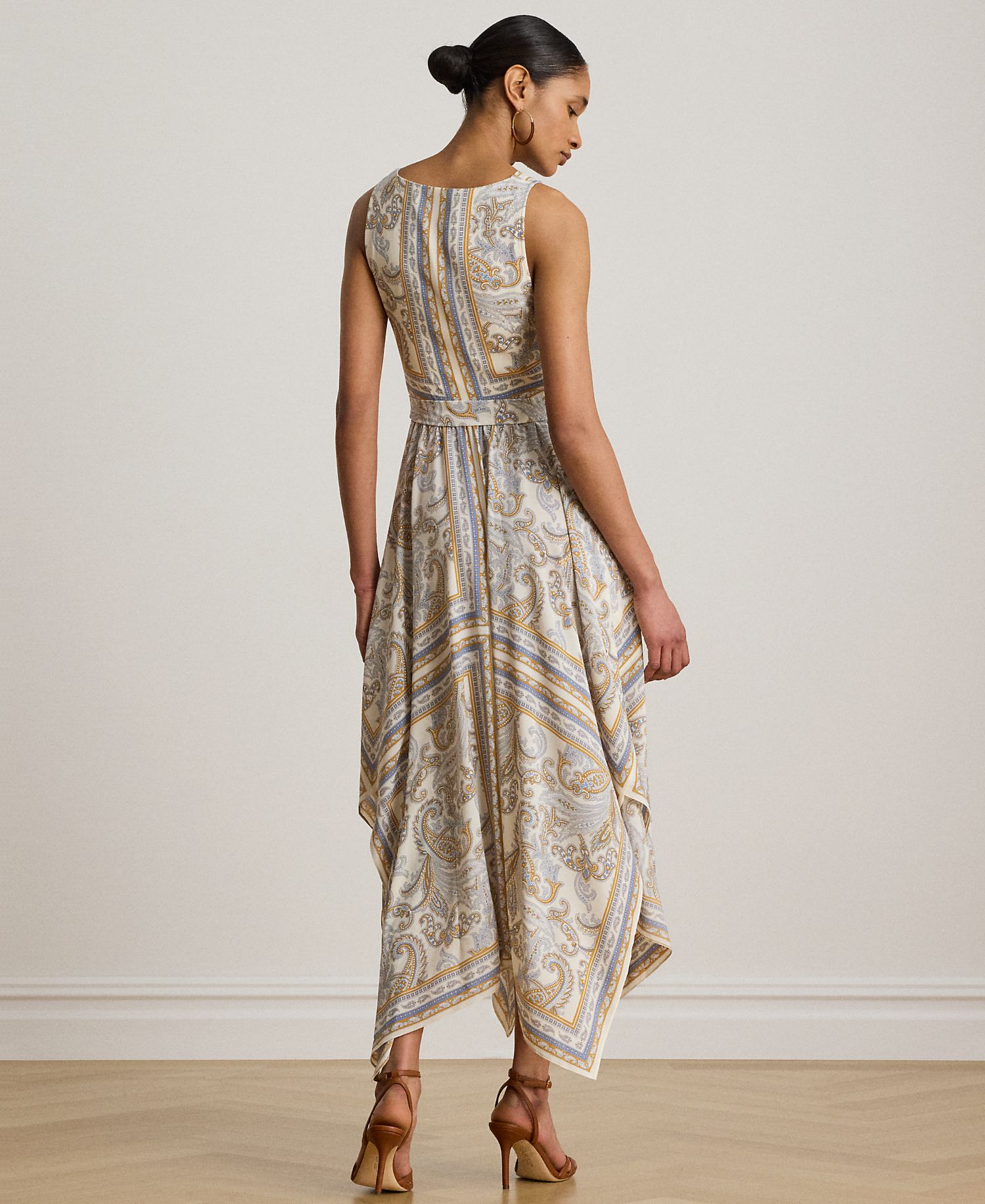 Petite V-Neck Handkerchief-Hem Dress