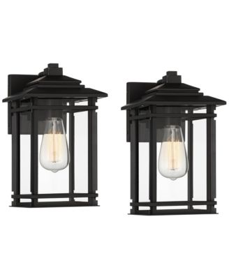 North House Mission Outdoor Wall Light Fixtures Set of 2 Matte 12 inches Clear Glass for Post Exterior Barn Deck House Porch