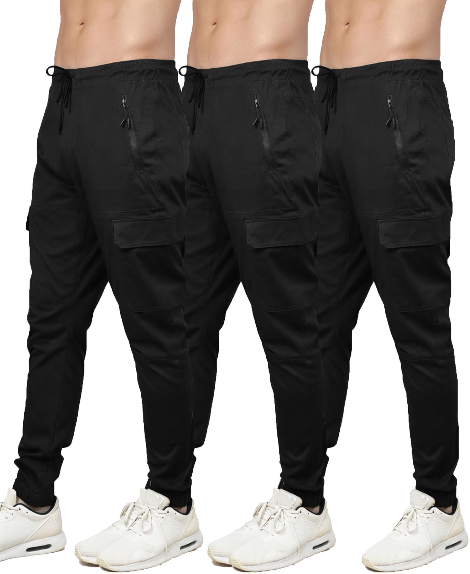 Men's Slim-Fit Cargo Jogger Pants, 3-Pack