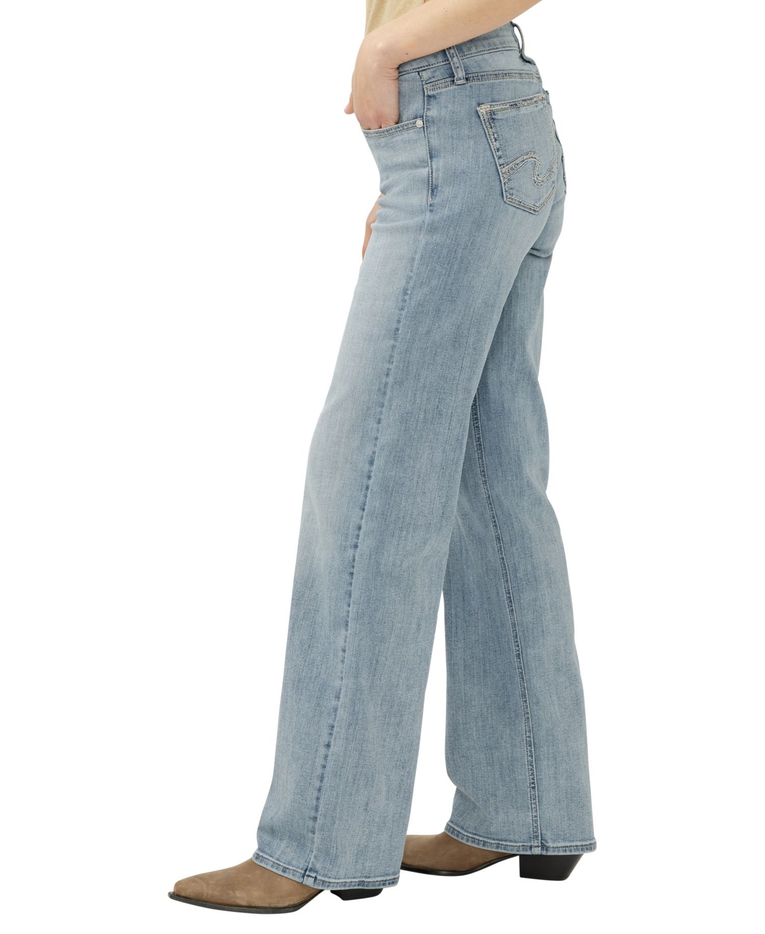 Women's Elyse Mid-Rise Baggy Straight Luxe Stretch Jeans