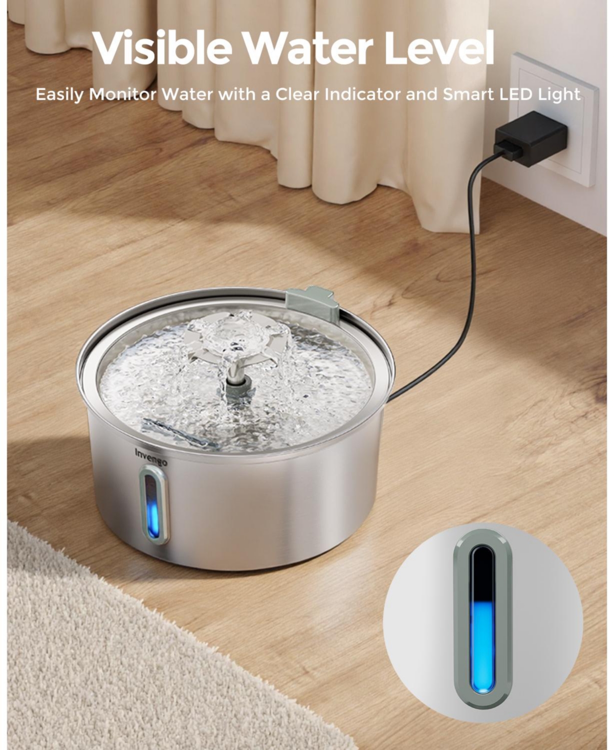 Ltmate Cat Water Fountain Stainless Steel, Automatic, Ultra Quiet Pump,Easy to Clean