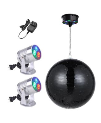 16" Disco Mirror Ball 2 RGB Spotlights Rotating Motor Kit Party Events