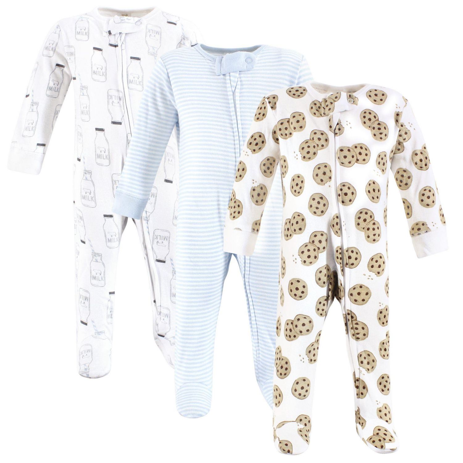 Baby Boys Organic Cotton Sleep and Play, Cookies And Milk, 0-3 Months