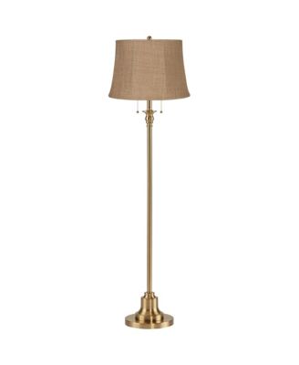 Dyna Traditional 58 inches Tall Standing Floor Lamp Skinny Pole Pull Chain  Antique Brass Finish Burlap