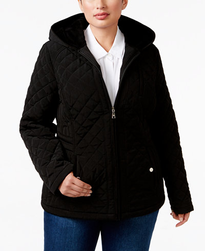 Laundry by Design Plus Size Faux-Fur-Lined Hooded Quilted Jacket