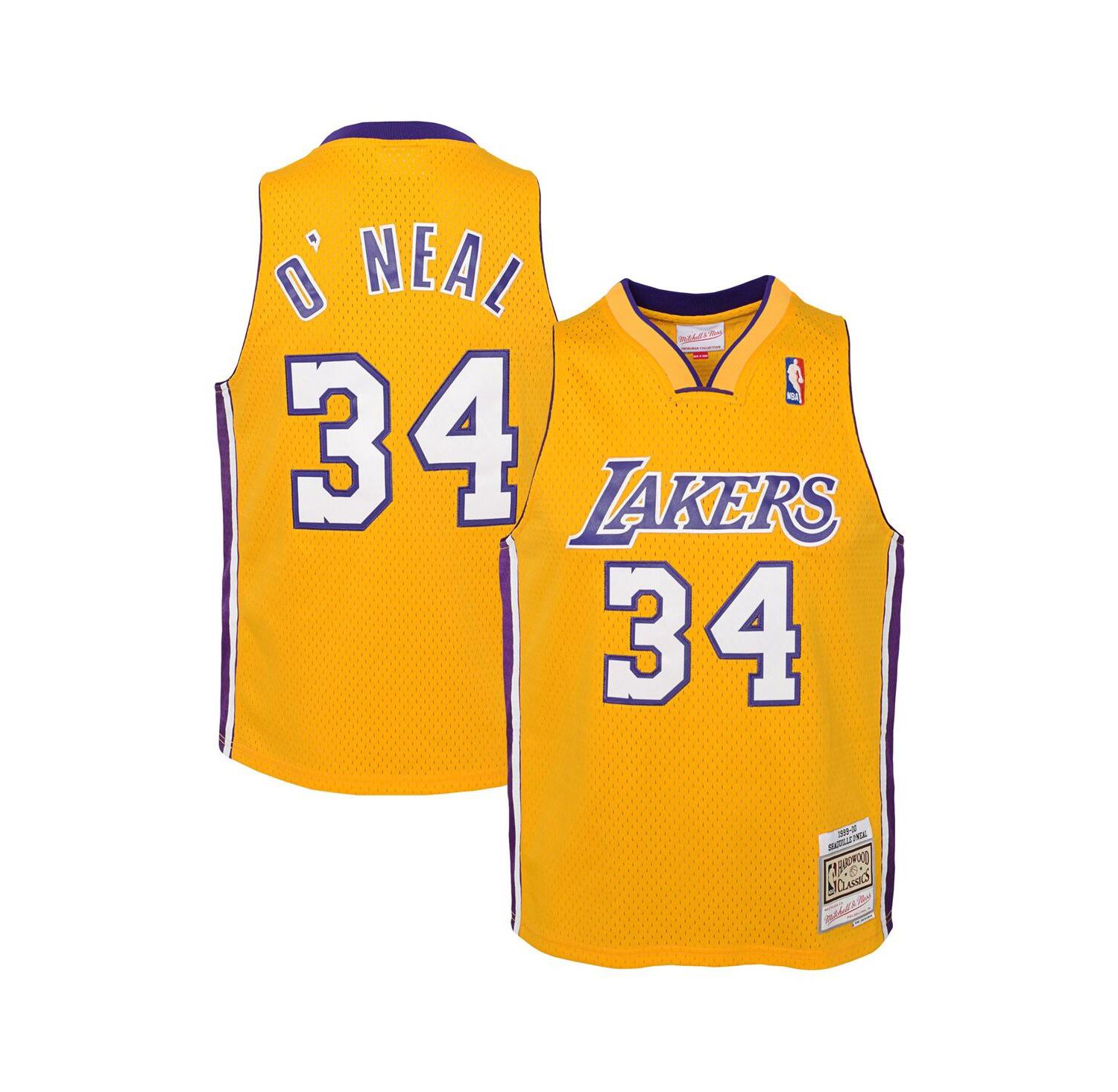 Big Boys and Girls Shaquille O'Neal Gold Los Angeles Lakers 1999/00 Hardwood Classics Swingman Jersey