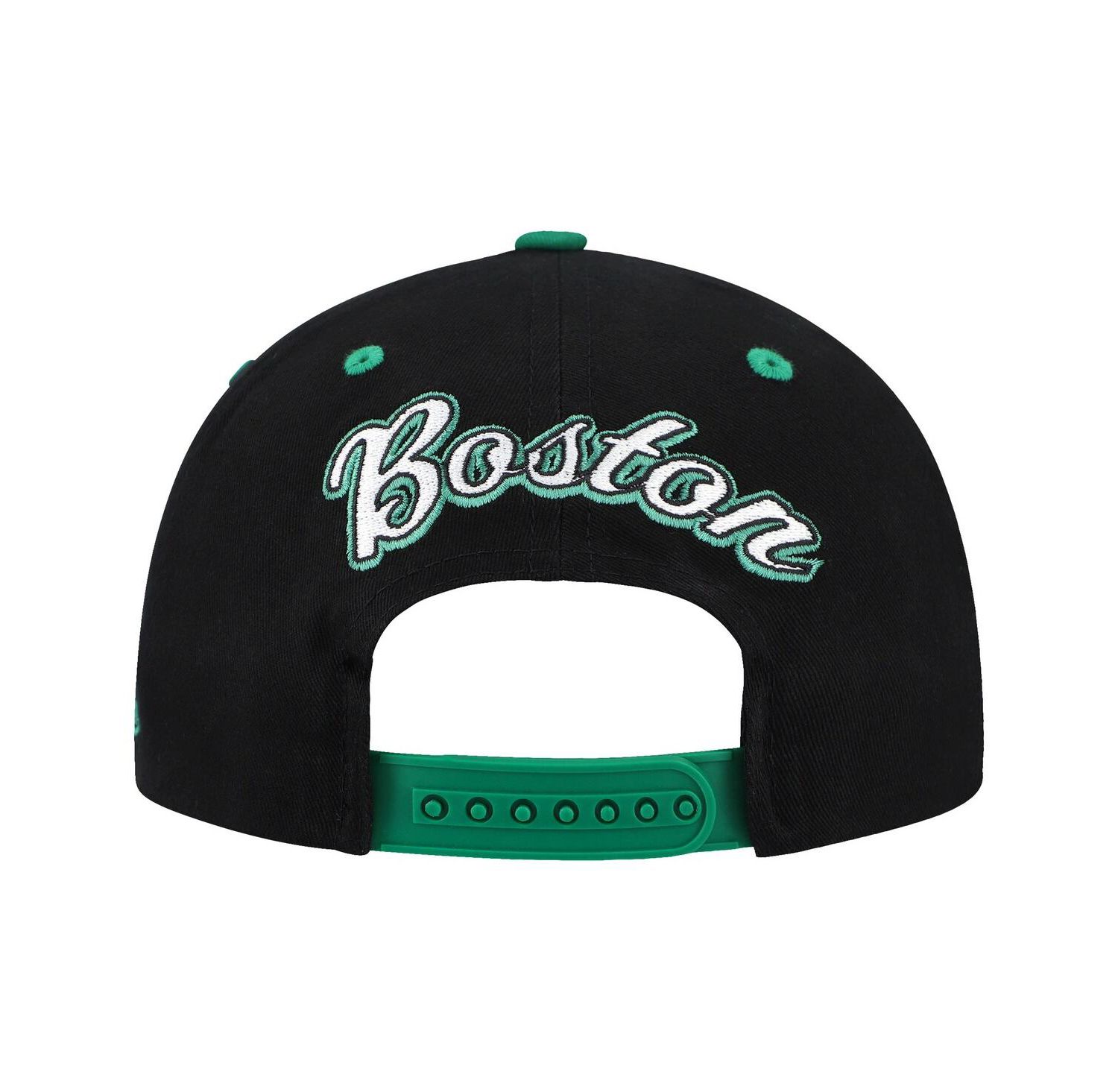 Men's Black/Kelly Green Boston Celtics Backside Script 2-Tone Pro Crown Adjustable Hat