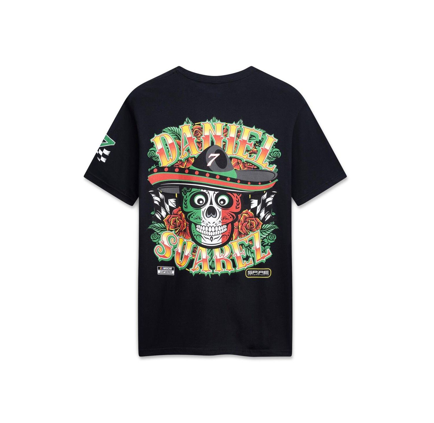 Men's Black Daniel Suarez 7 Spire Motorsports T-Shirt