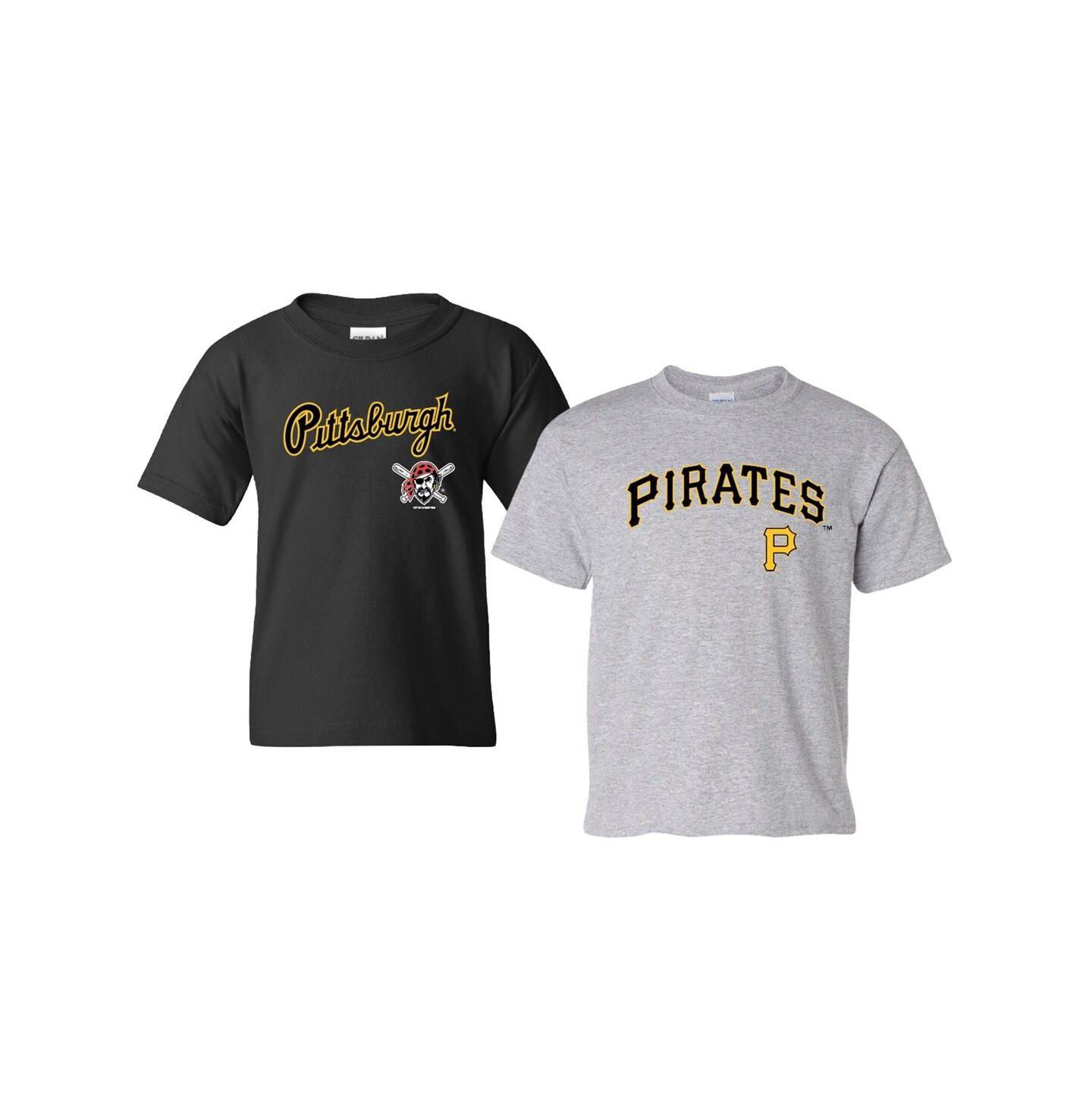 Детские комплекты Soft As A Grape Black/Heather Gray Pittsburgh Pirates 2-Pack Logo T-Shirt Set — фото 1