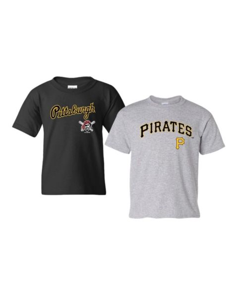 Детские комплекты Soft As A Grape Black/Heather Gray Pittsburgh Pirates 2-Pack Logo T-Shirt Set