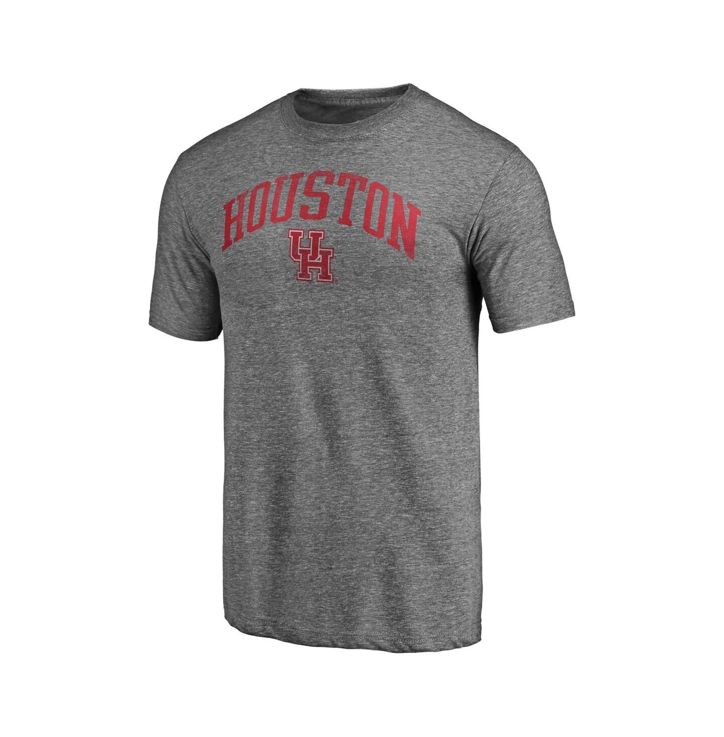 Мужская футболка Fanatics Mto Label Heather Gray Houston Cougars Arched City Tri-Blend — фото 2