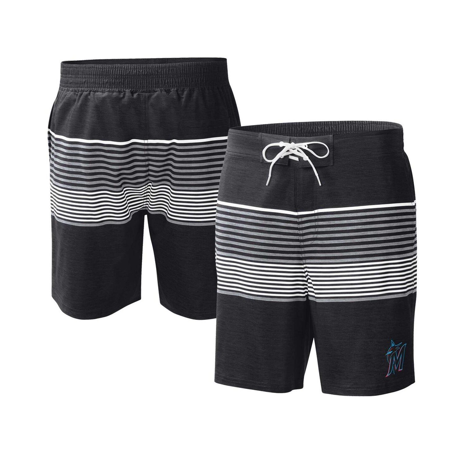 Men's Black Miami Marlins Coastline Volley Swim Shorts