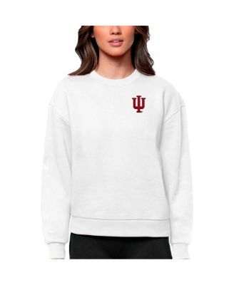 Women's White Indiana Hoosiers Logo Victory Crewneck Pullover Sweatshirt