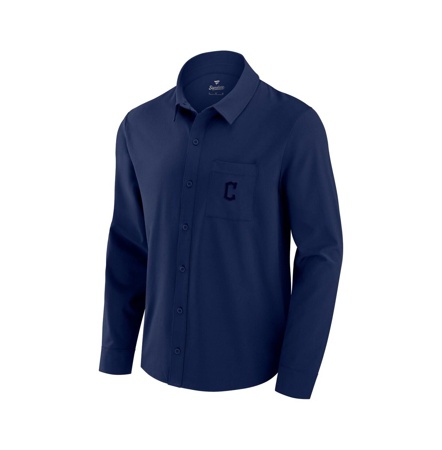 Мужская рубашка Fanatics Navy Cleveland Guardians Front Office Long Sleeve Button-Up — фото 2