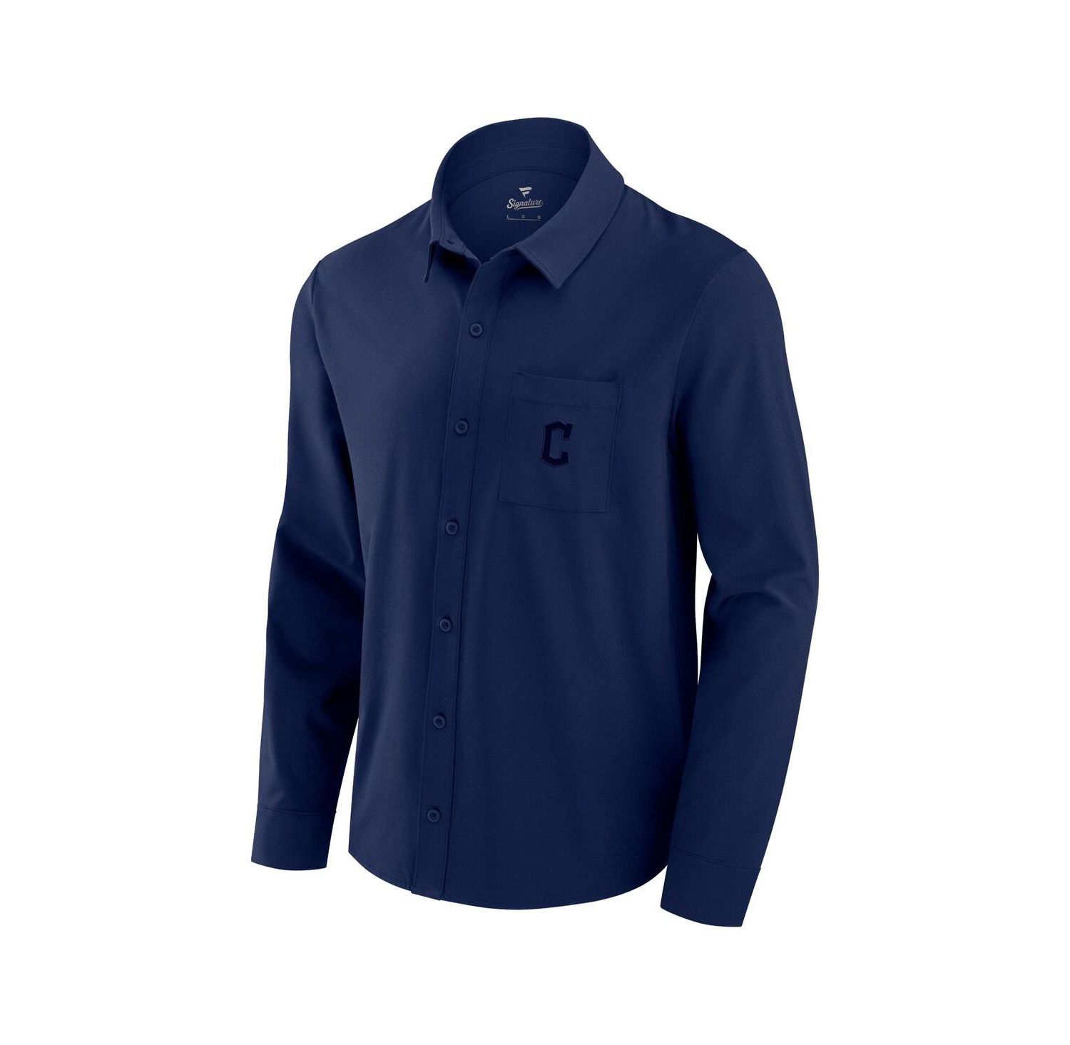 Men's Navy Cleveland Guardians Front Office Long Sleeve Button-Up Shirt