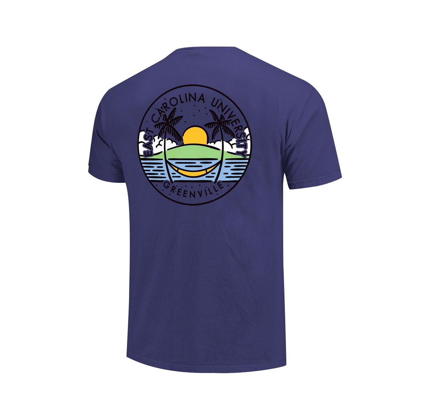 Men's and Women's Purple ECU Pirates Scenic Comfort Colors T-Shirt