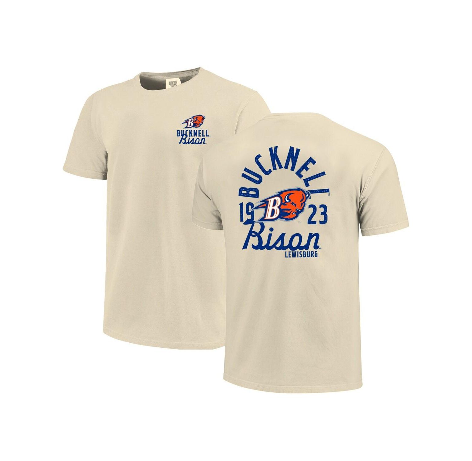 Men's Cream Bucknell Bison Comfort Colors Mascot Overlay T-Shirt