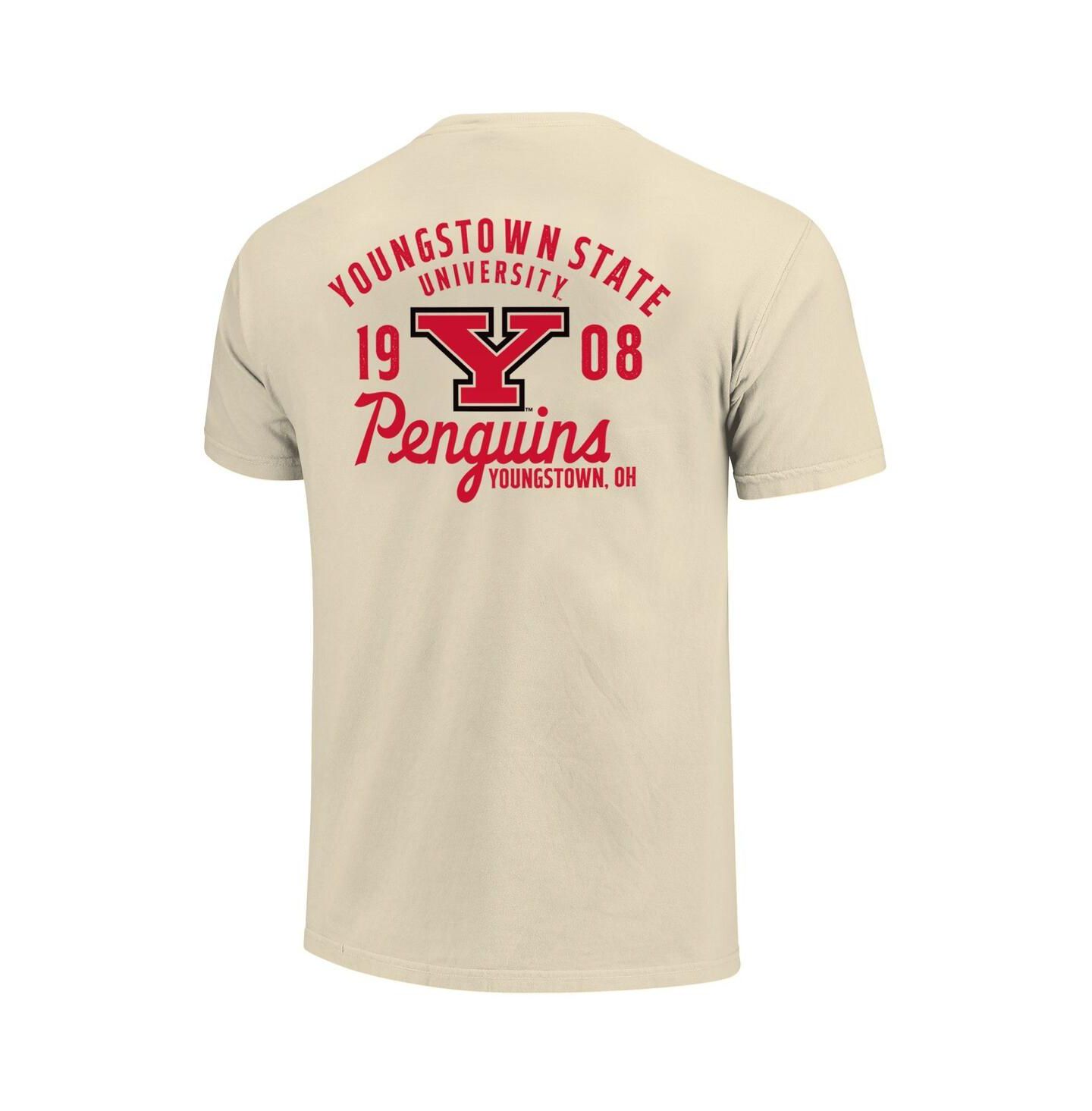 Мужская футболка Image One Cream Youngstown State Penguins Comfort Colors Mascot Overlay — фото 3
