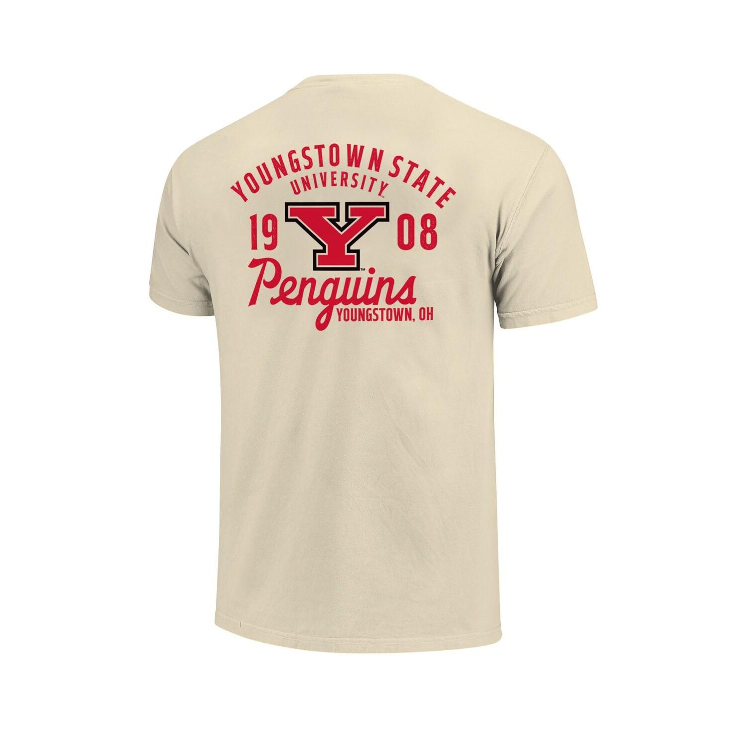 Men's Cream Youngstown State Penguins Comfort Colors Mascot Overlay T-Shirt