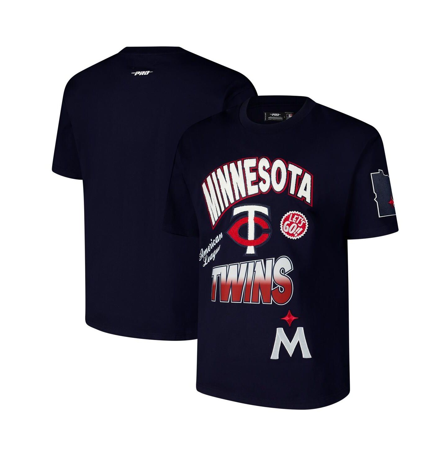 Мужская футболка Pro Standard Navy Minnesota Twins Turn It Up Dropped Shoulder — фото 1