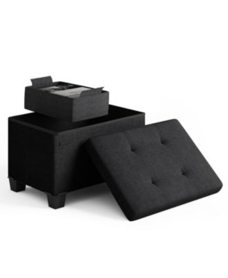 16 Inch Ottoman Storage Bench with Storage Bins - Leatherette or Fabric Finish