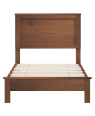 Twin Size Wooden Bed Frame with Headboard and Slat Support
