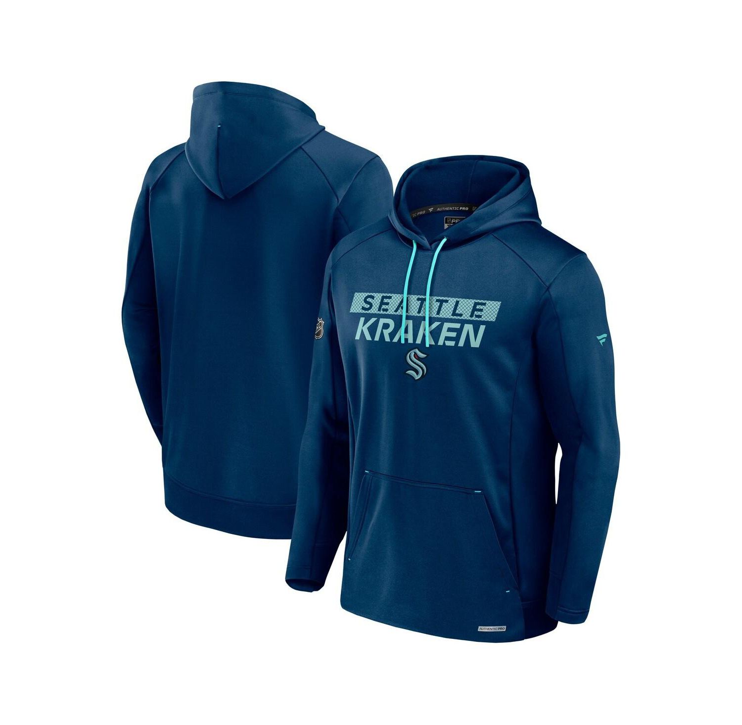 Men's Deep Sea Blue Seattle Kraken Authentic Pro Big & Tall Pullover Hoodie