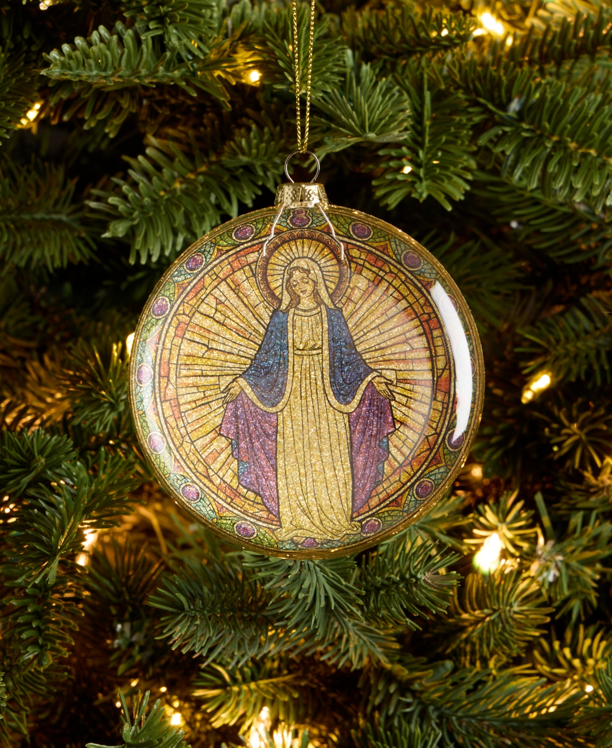 Holiday Lane Blessed Holy Mary Disk Ball Ornament, Macy's Exclusive