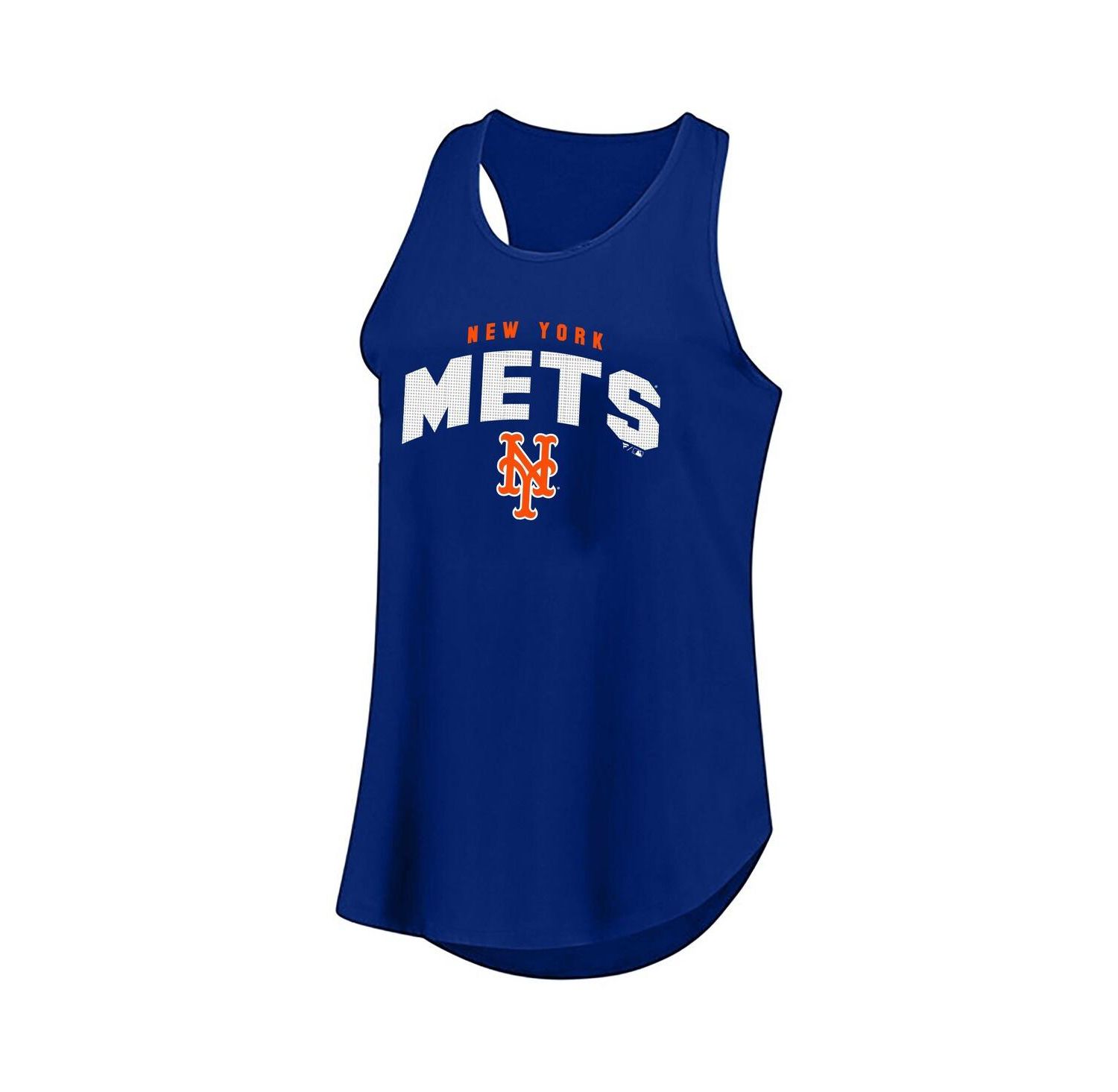 Women's Blue New York Mets Plus Size Wordmark Racerback Scoop Neck Tank Top