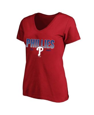 Women's Profile Red Philadelphia Phillies Plus Size Wordmark V-Neck T-Shirt