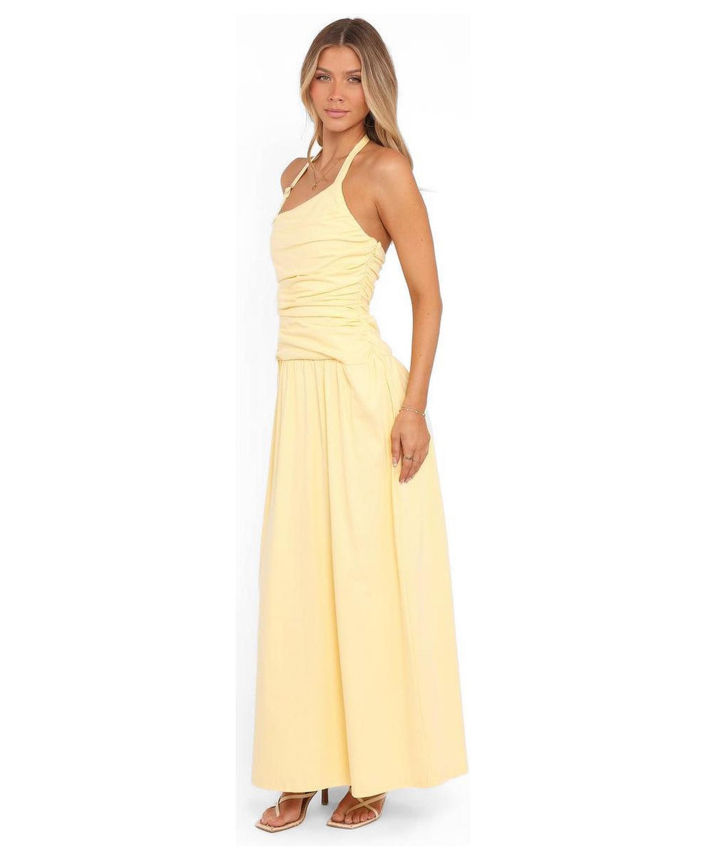Женское платье Petal and Pup Emalia Halter Maxi, цвет: Бледный жёлтый — фото 2
