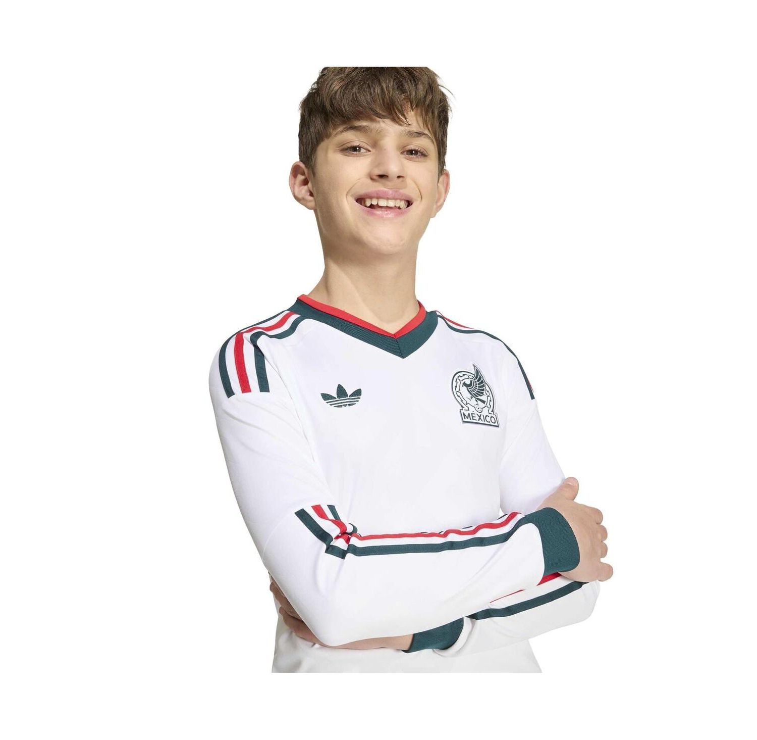 Big Boys and Girls White Mexico National Team 2026 Away Replica Long Sleeve Jersey