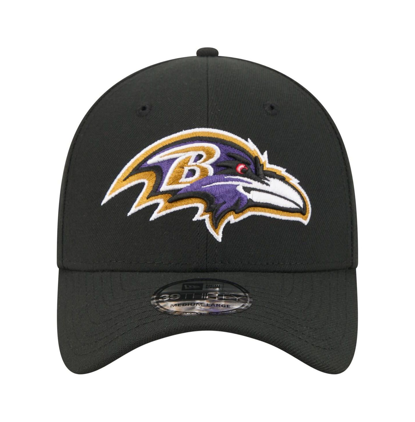 Мужская кепка New Era Black Baltimore Ravens Core Team 39THIRTY Flex Hat — фото 2