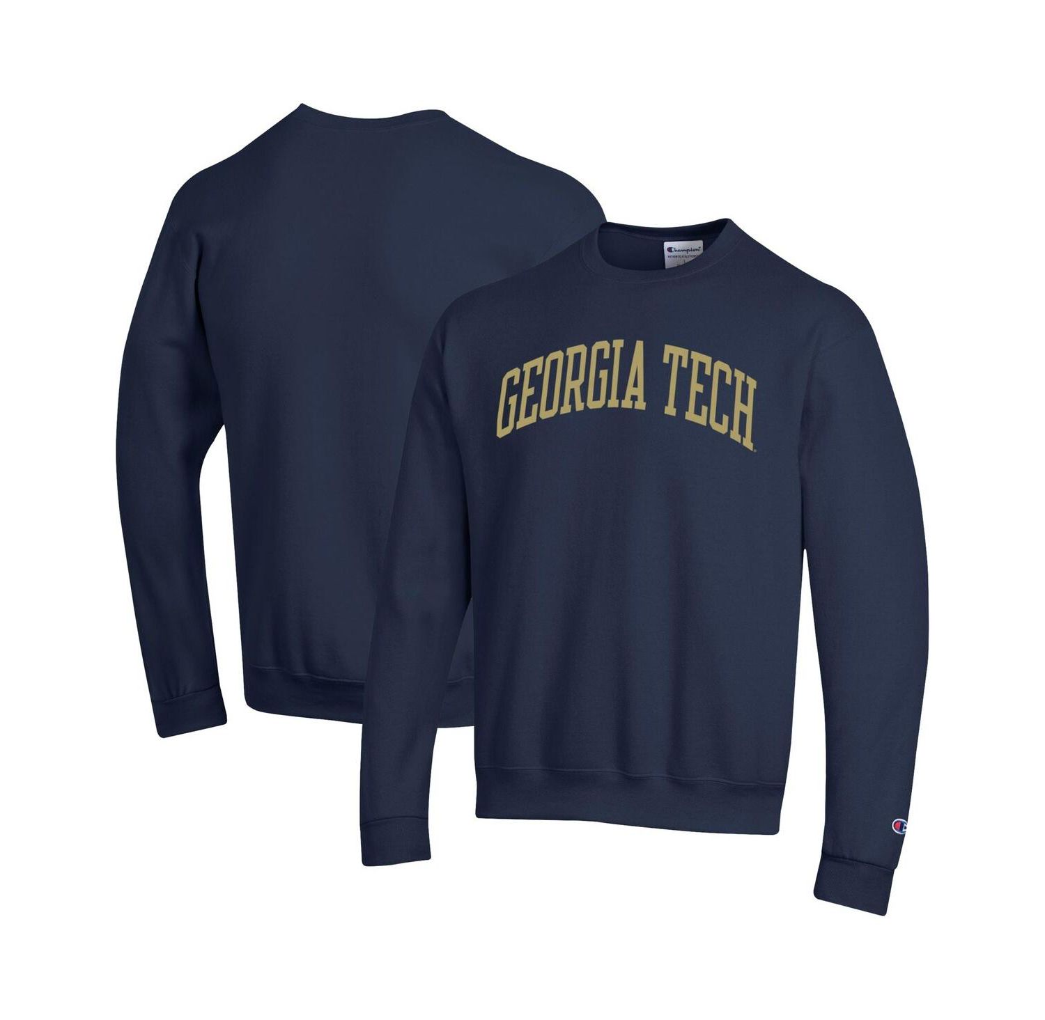 Men's Navy Georgia Tech Yellow Jackets Basic Arch Fleece Pullover Sweatshirt