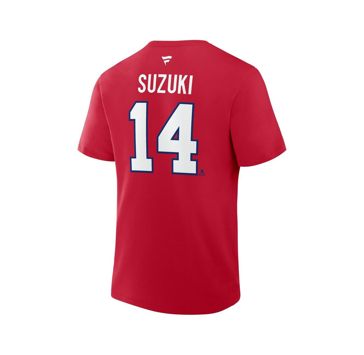 Men's Nick Suzuki Red Montreal Canadiens Authentic Stack Name & Number T-Shirt