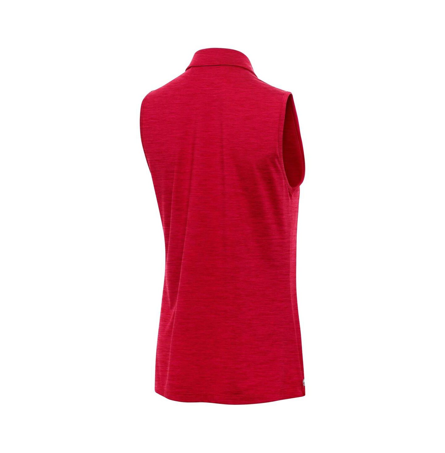 Женское поло Antigua Heather Crimson Indiana Hoosiers Layout Sleeveless V-Neck Polo — фото 3