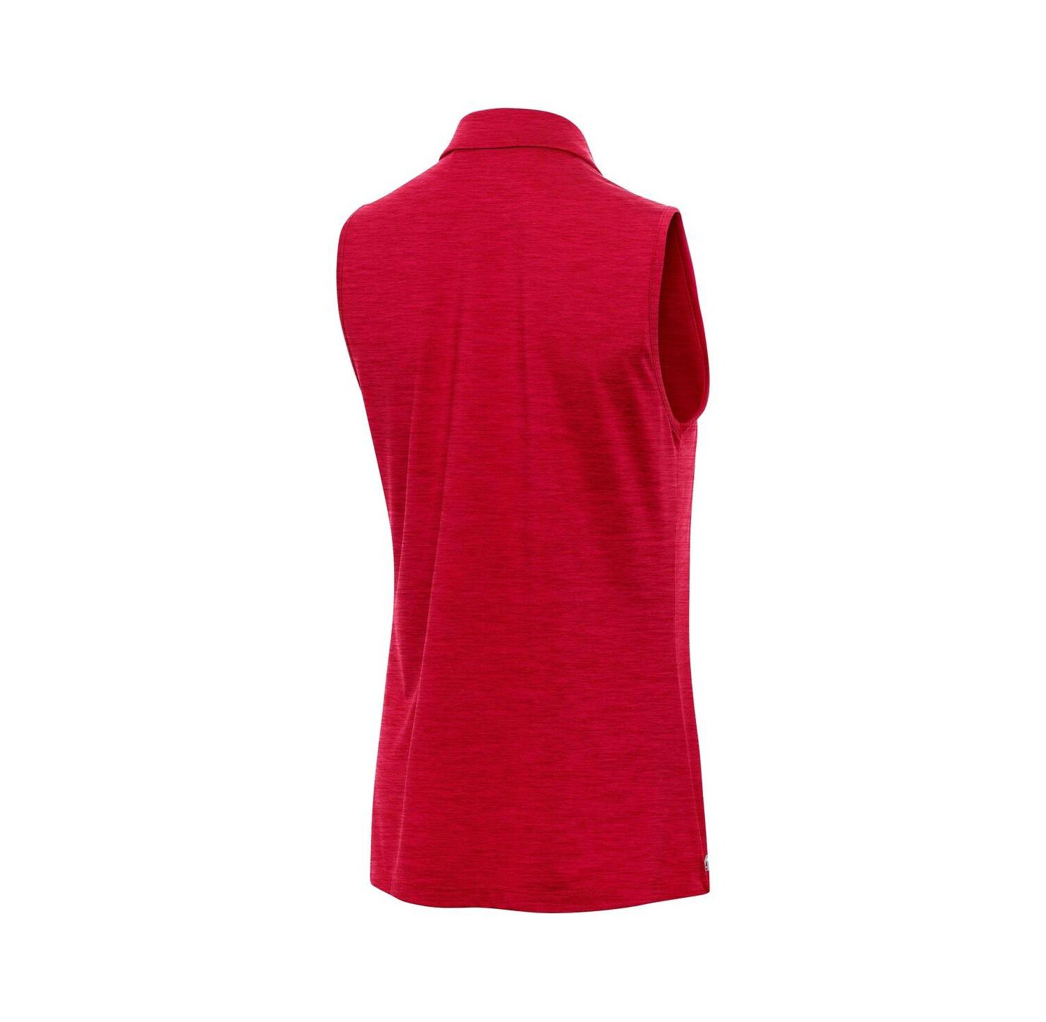 Women's Heather Crimson Indiana Hoosiers Layout Sleeveless V-Neck Polo Shirt