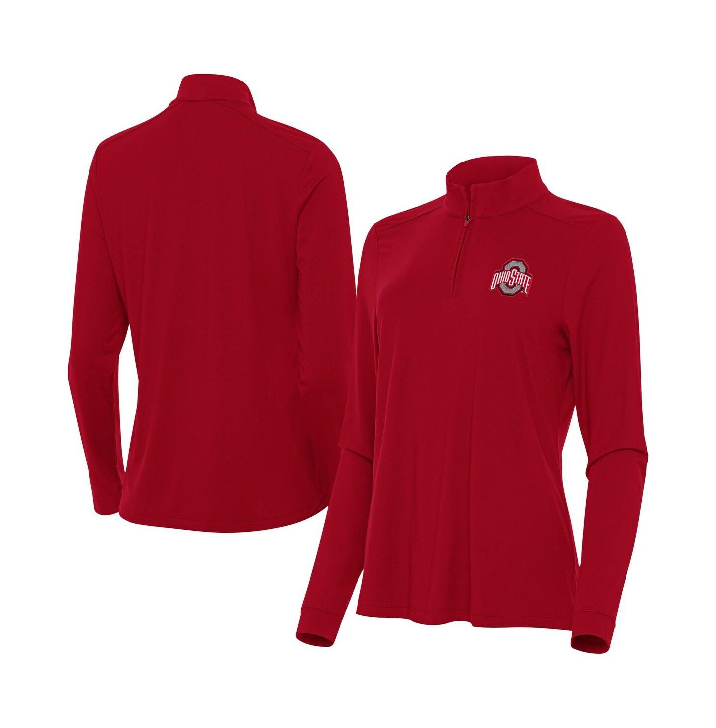 Женские толстовки Antigua Scarlet Ohio State Buckeyes Intent Quarter-Zip — фото 1