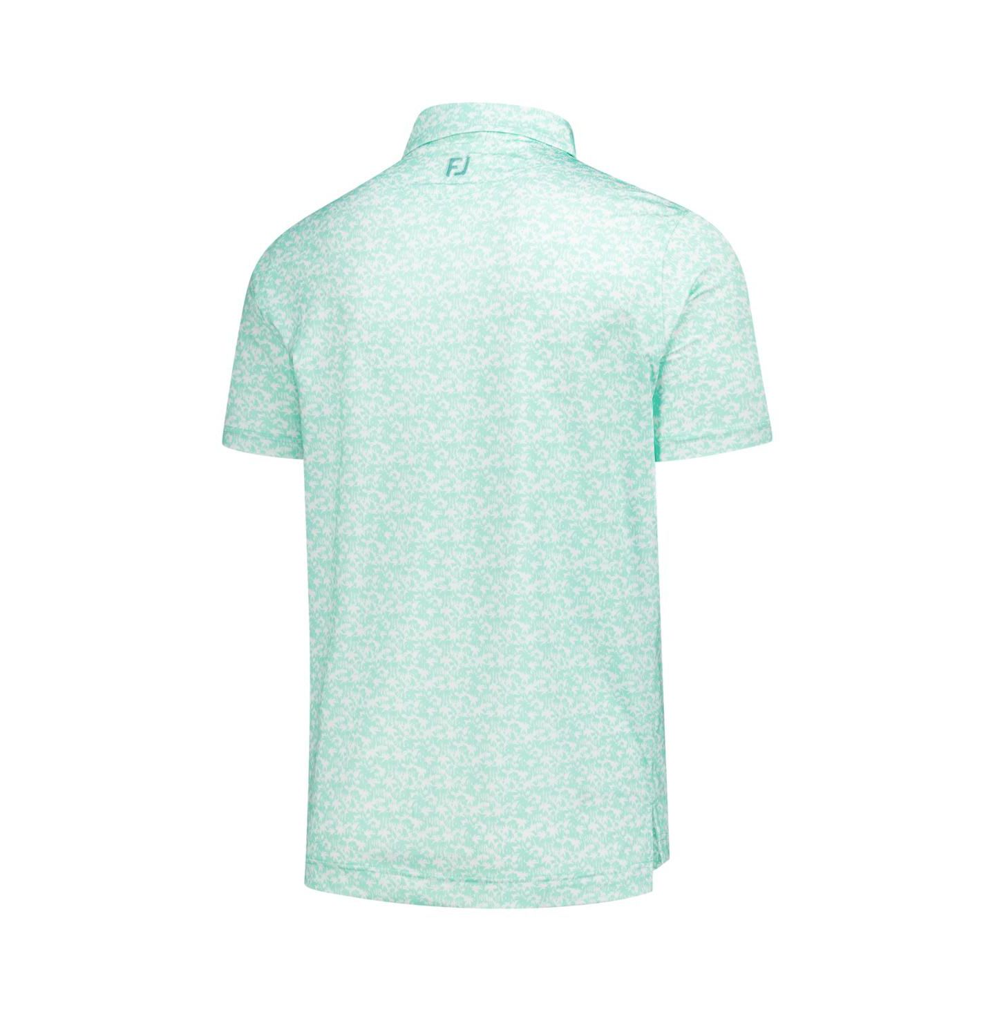 Мужское поло FootJoy Teal the Players Hidden Palm Print Lisle Polo Shirt — фото 3